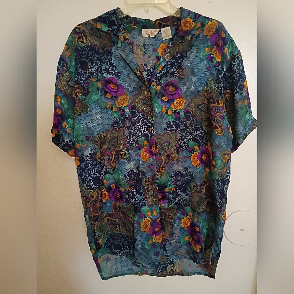 VTG Victoria Secret Gold Label Floral Patterned Women's Sleep Wear Sz M